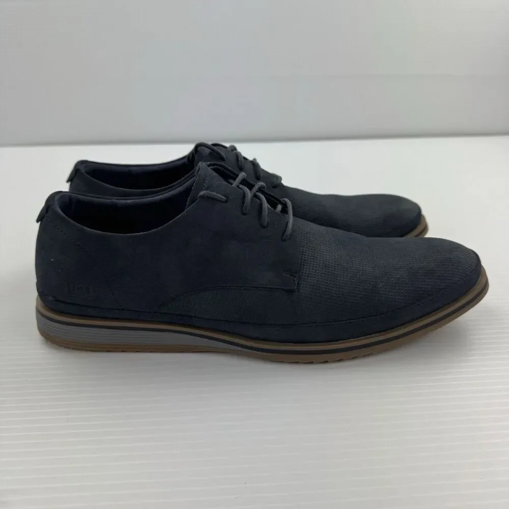 Freeman Franco Mens 10M Navy Faux Suede Oxford Casual Dress Shoes Lace Up